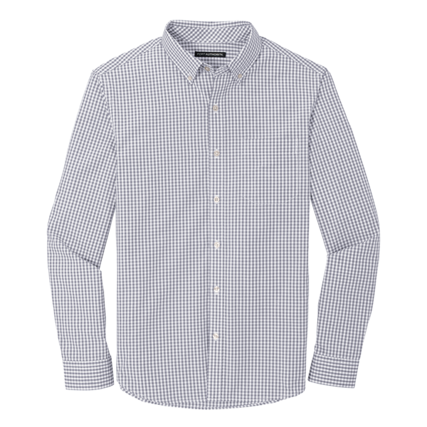 Port Authority Broadcloth Gingham Easy Care Shirt in Gusty Grey