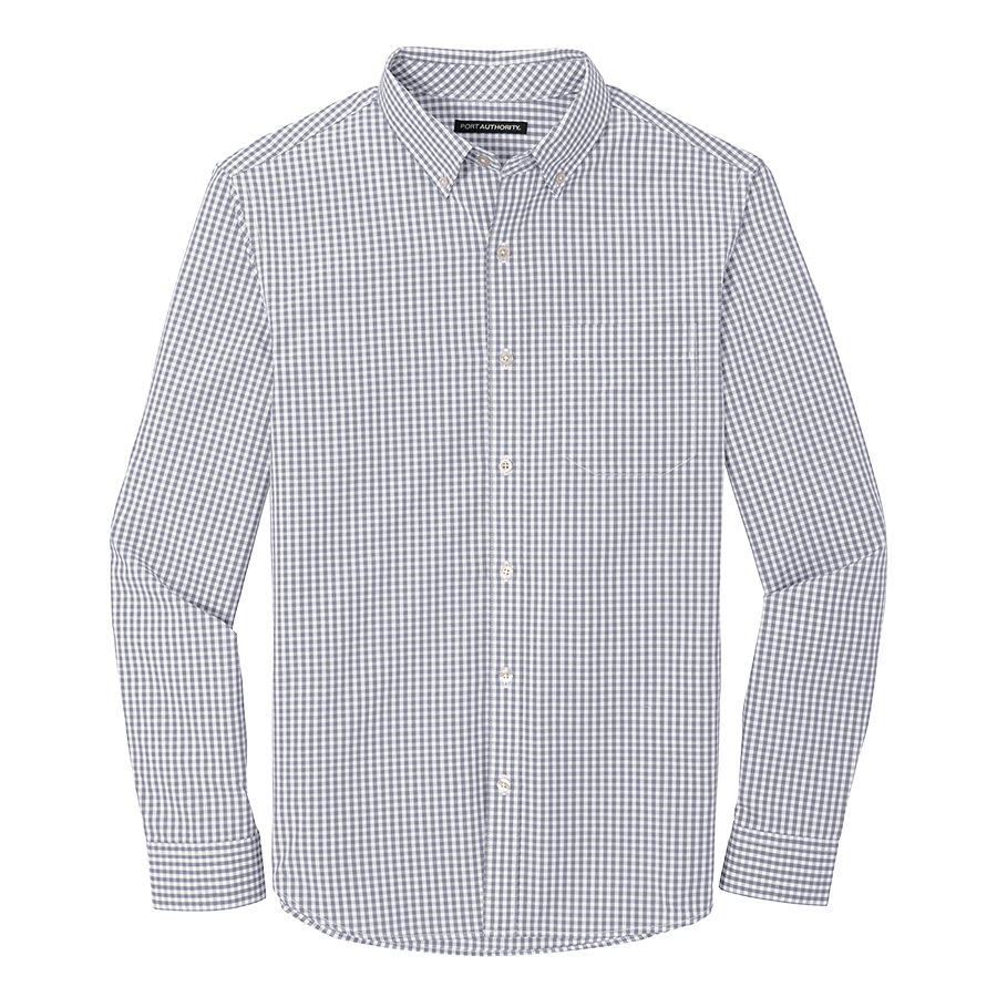 Port Authority Broadcloth Gingham Easy Care Shirt in Gusty Grey - Image 1